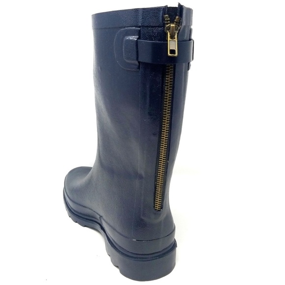 Women's Rain Boots, Mid Calf Zipper Matte Rainboots, RB-5415, Navy, Size 8 - Picture 2 of 3